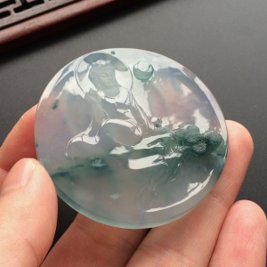(超值推荐)冰玻种飘花水月观音挂件