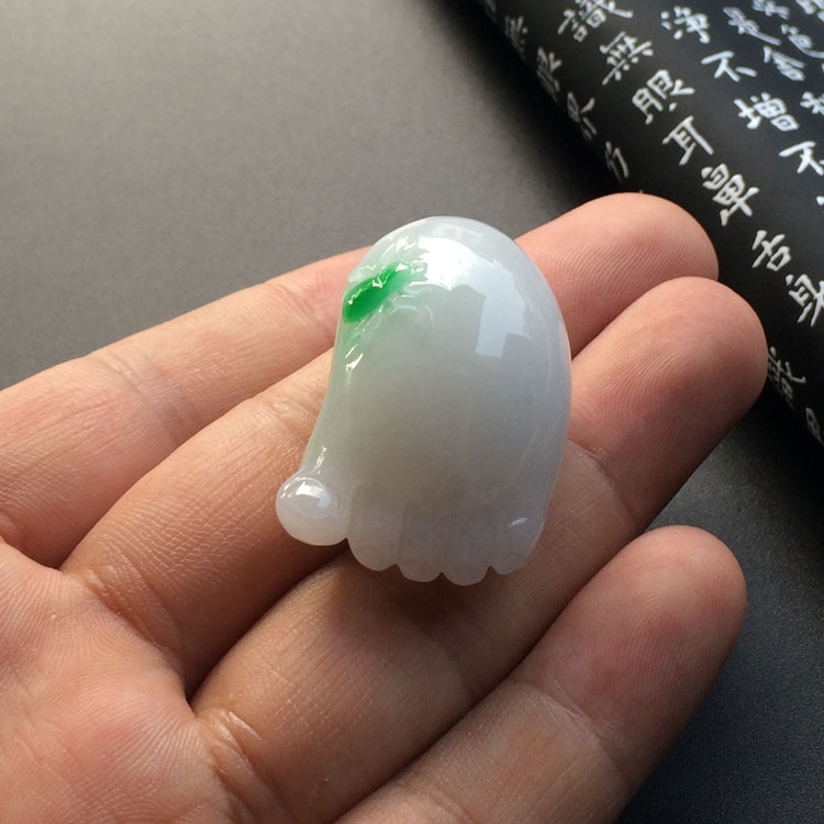 糯冰种飘翠知足常乐挂件