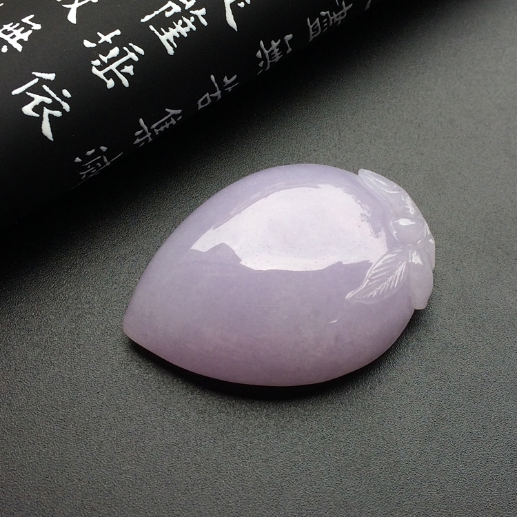 糯冰种紫罗兰寿桃挂件
