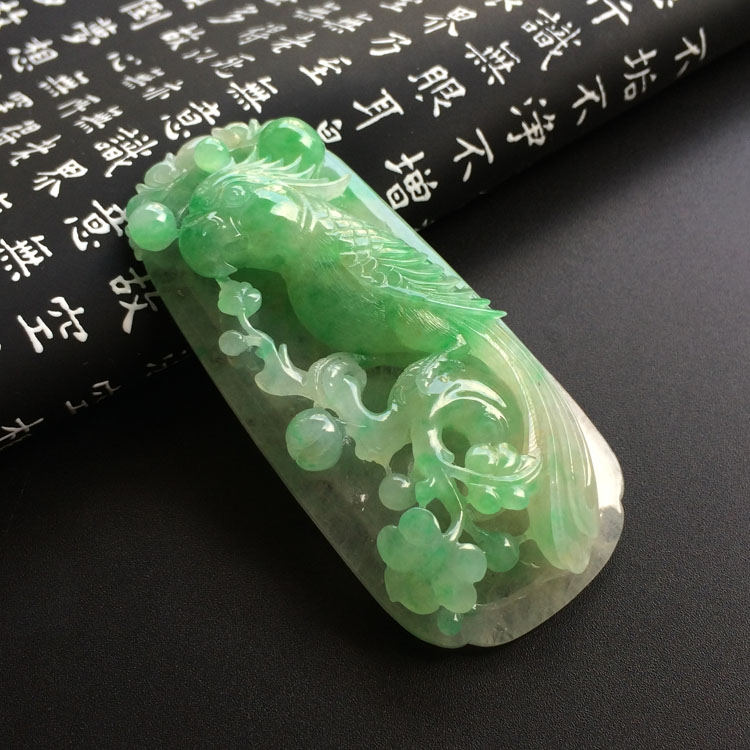 (超值推荐)糯冰种飘翠英明神武挂件