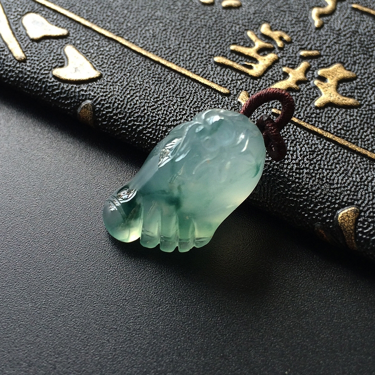 (超值推荐)冰种飘花知足常乐挂件