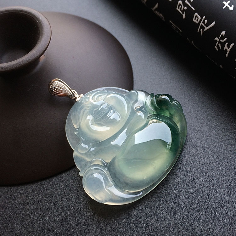 (超值推荐)冰种飘花玉佛挂件