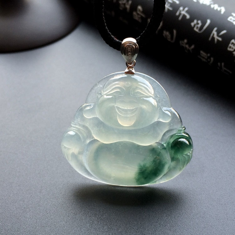 (超值推荐)冰种飘花玉佛挂件