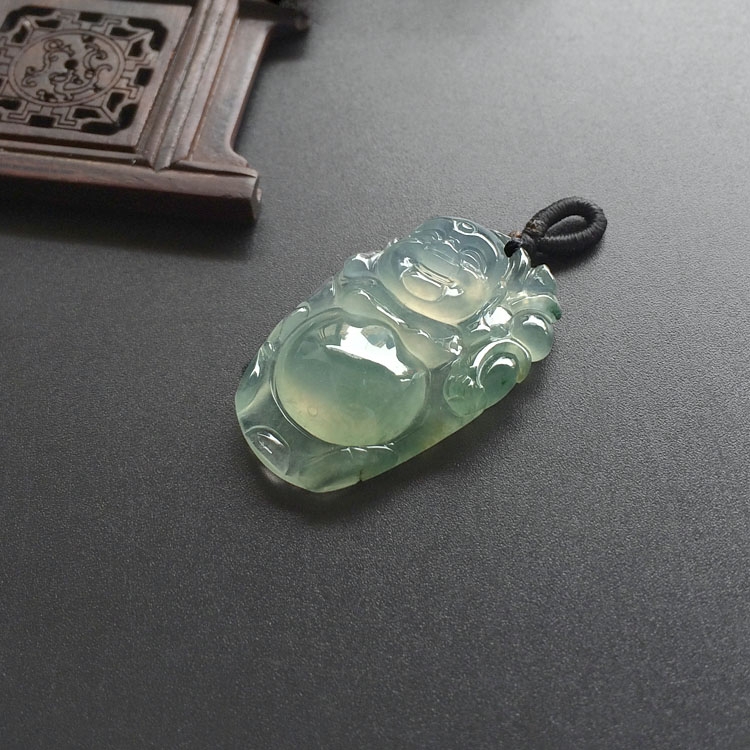 （超值推荐）冰种晴水略飘花站佛挂件