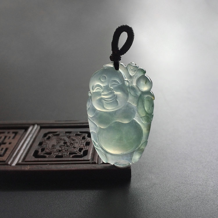 （超值推荐）冰种晴水略飘花站佛挂件