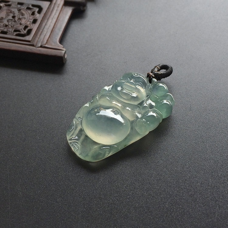 （超值推荐）冰种晴水略飘花站佛挂件