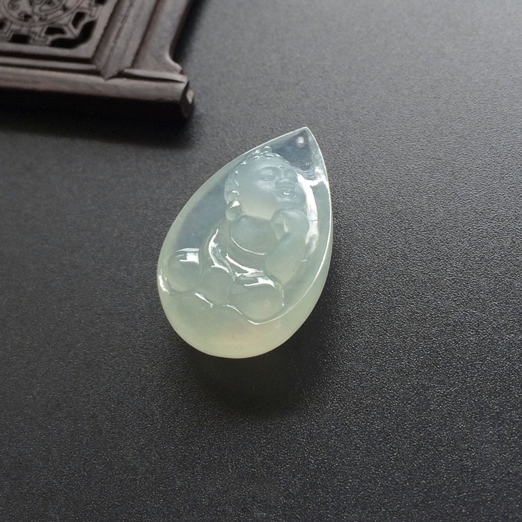 （超值推荐）冰种晴水略飘花宝宝佛挂件/胸坠面
