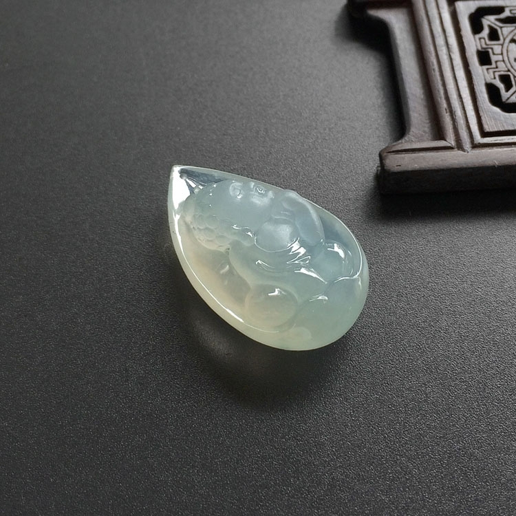 （超值推荐）冰种晴水略飘花宝宝佛挂件/胸坠面
