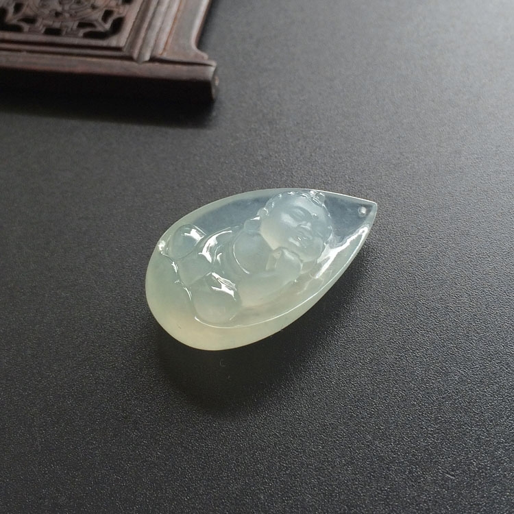 （超值推荐）冰种晴水略飘花宝宝佛挂件/胸坠面