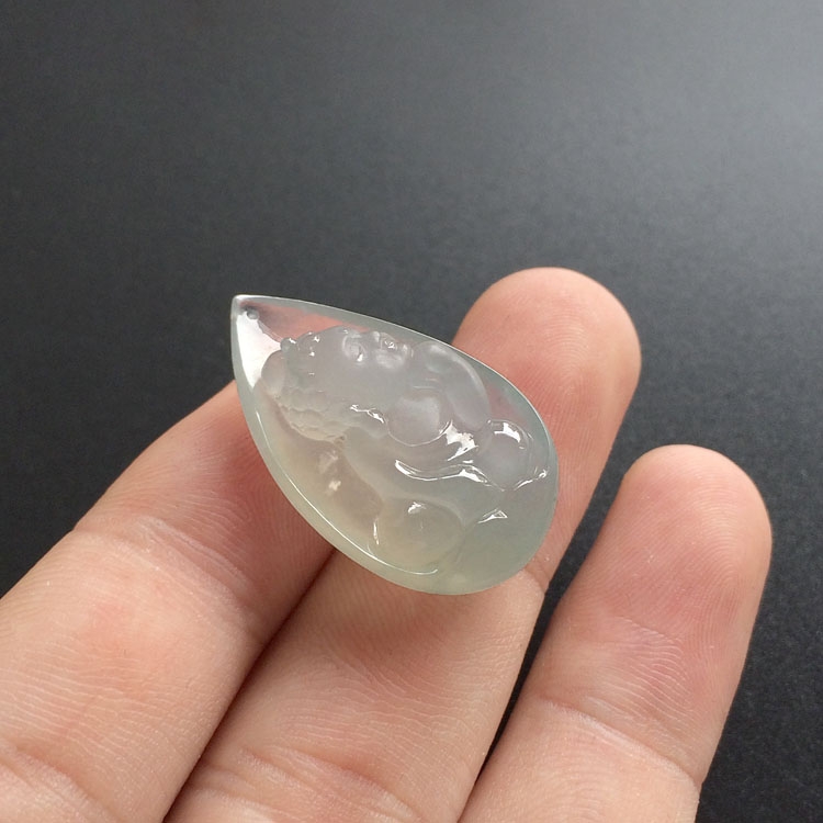 （超值推荐）冰种晴水略飘花宝宝佛挂件/胸坠面