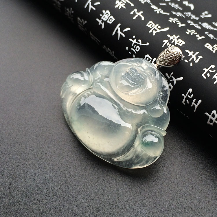 （超值推荐）冰种略飘花玉佛挂件