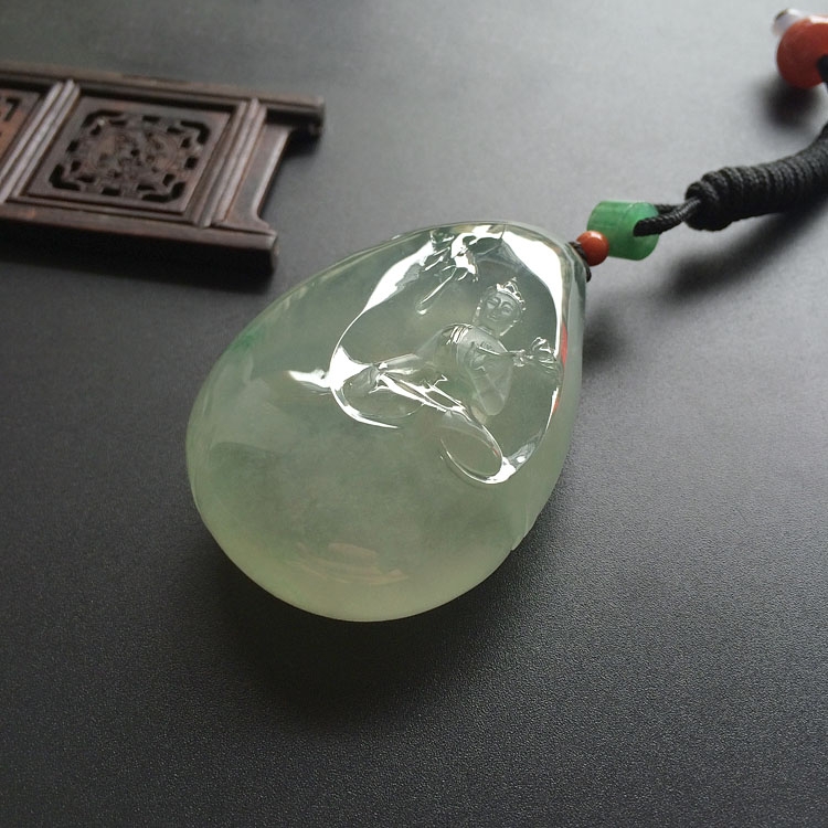 （超值推荐）冰种晴水略飘翠度母挂件