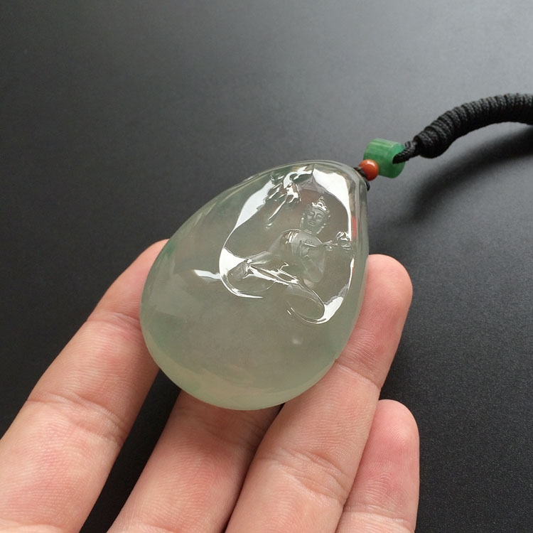 （超值推荐）冰种晴水略飘翠度母挂件