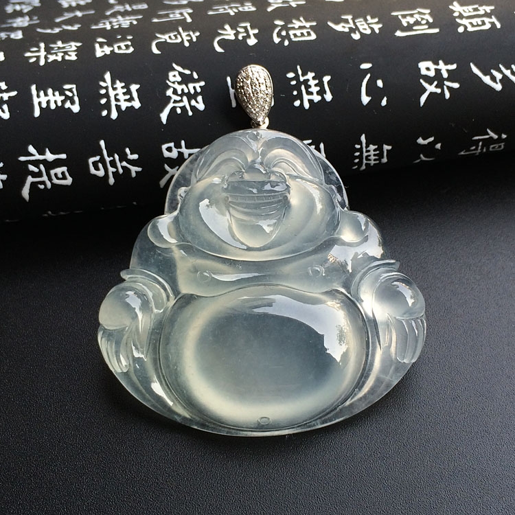 (超值推荐)冰玻种淡晴水玉佛挂件