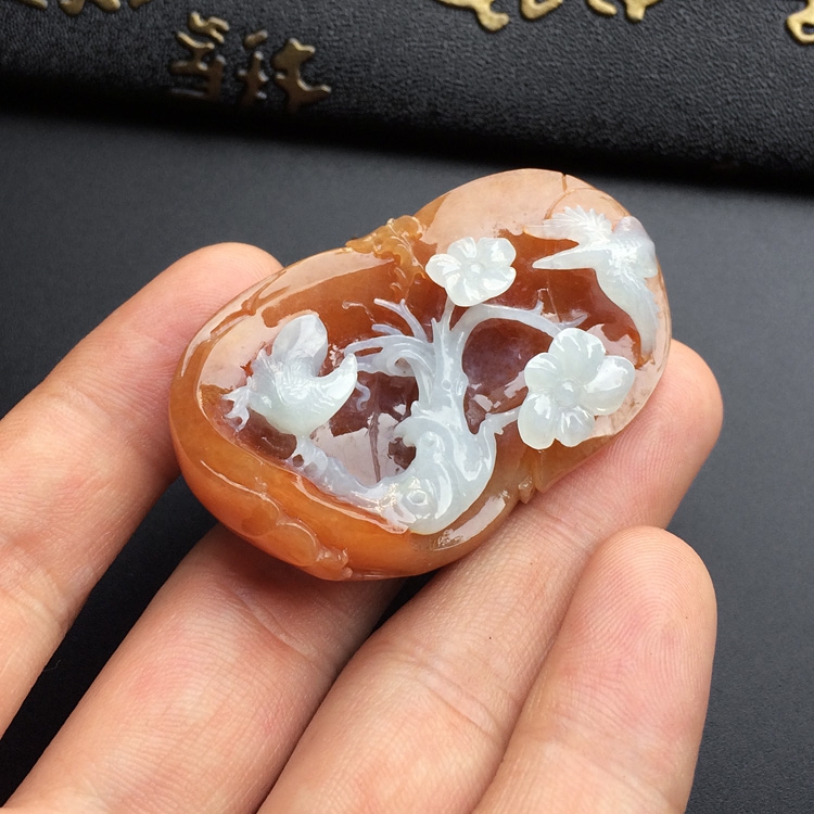（超值推荐）糯冰种褐黄翡喜上眉梢挂件