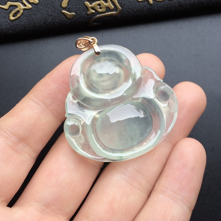 (超值推荐)冰玻种淡晴水玉佛挂件