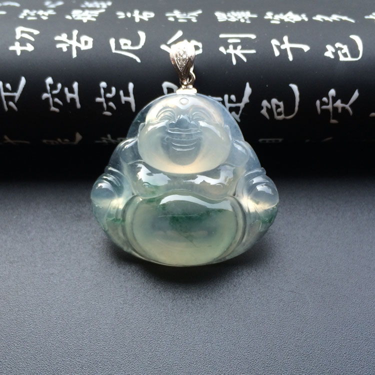 (超值推荐)冰种飘花玉佛挂件
