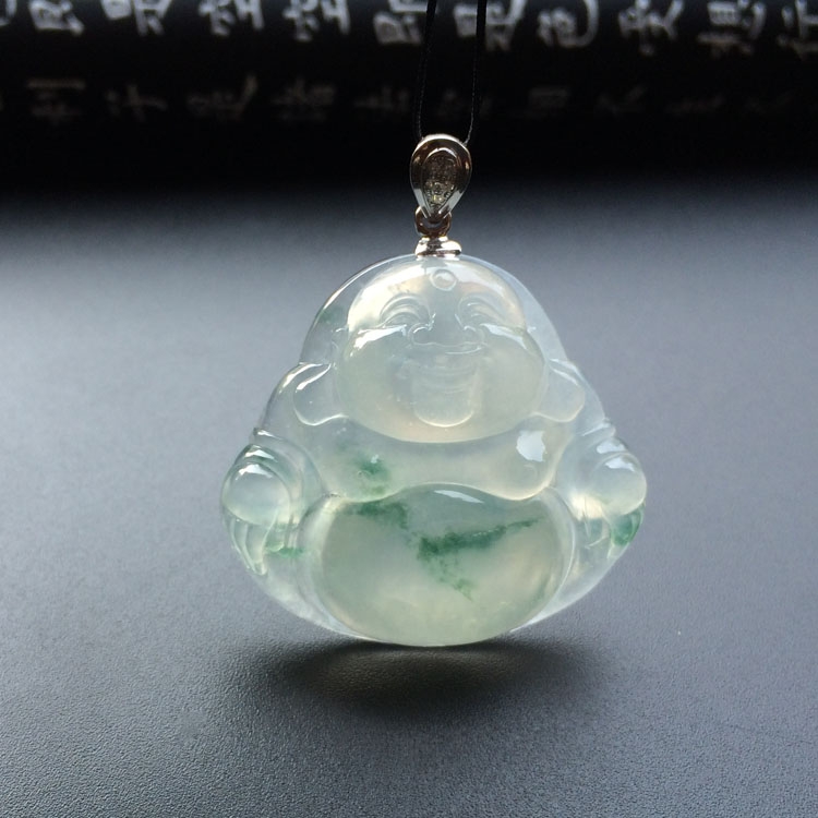(超值推荐)冰种飘花玉佛挂件
