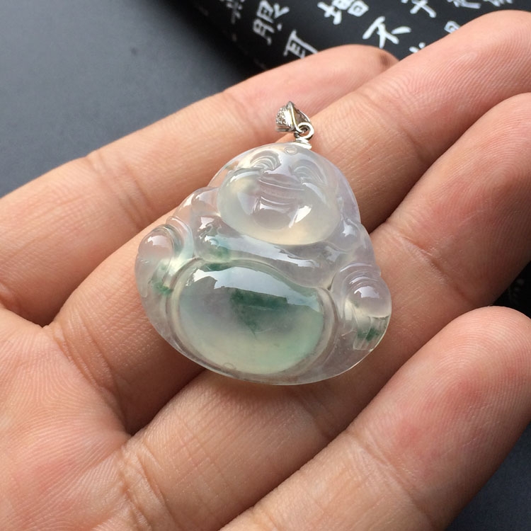 (超值推荐)冰种飘花玉佛挂件