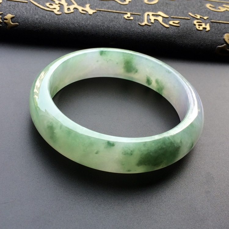 (超值推荐)糯冰种飘花带紫罗兰手镯(57.5mm)