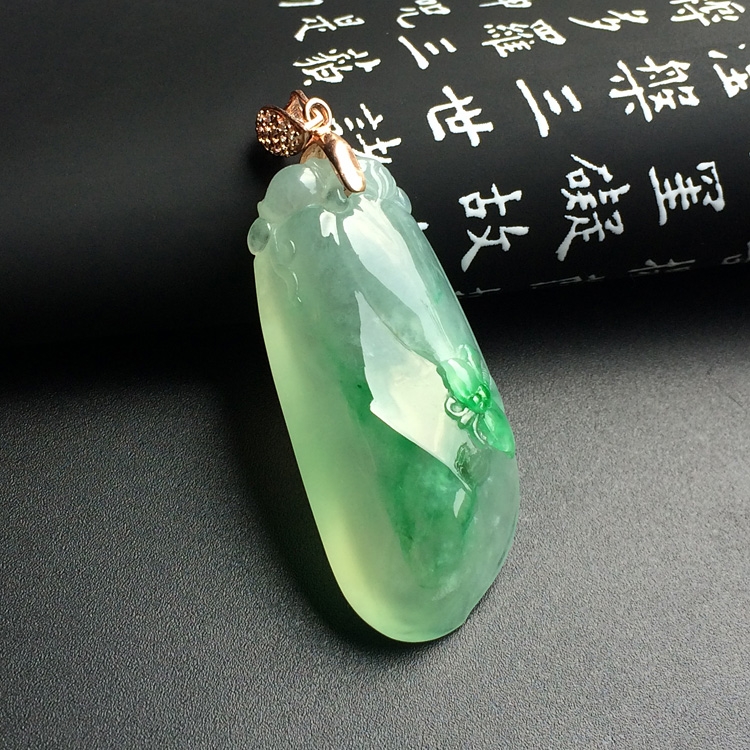 冰种飘翠福瓜挂件