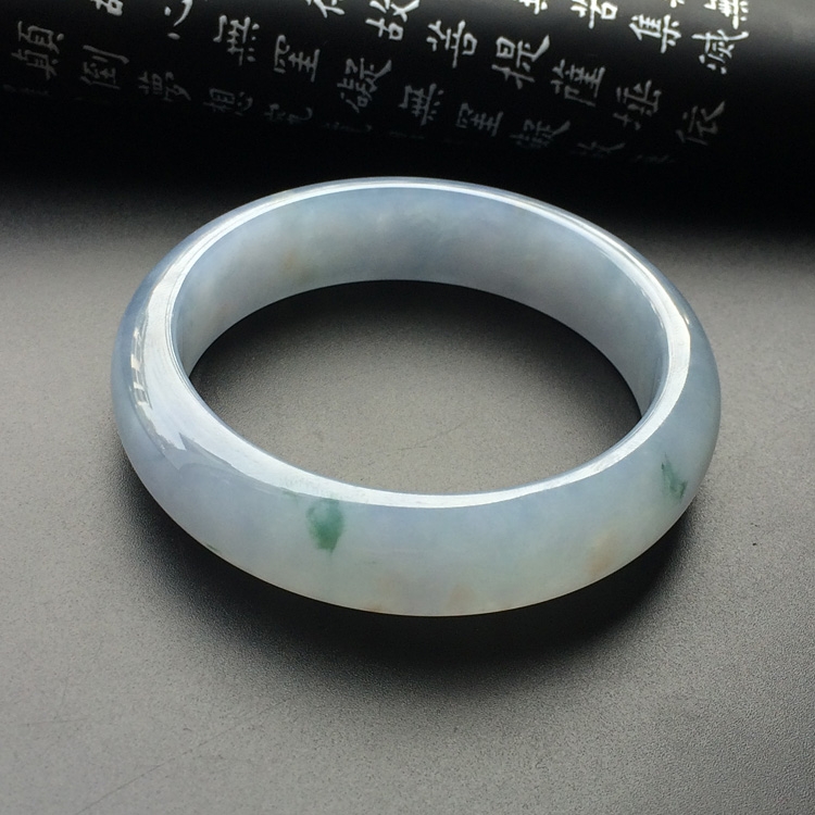 (超值推荐)糯冰种紫罗兰略飘花手镯(55.4mm)