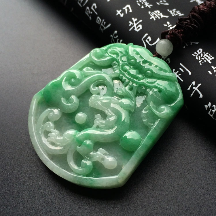 糯冰种翠色望子成龙挂件