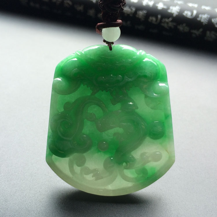 糯冰种翠色望子成龙挂件