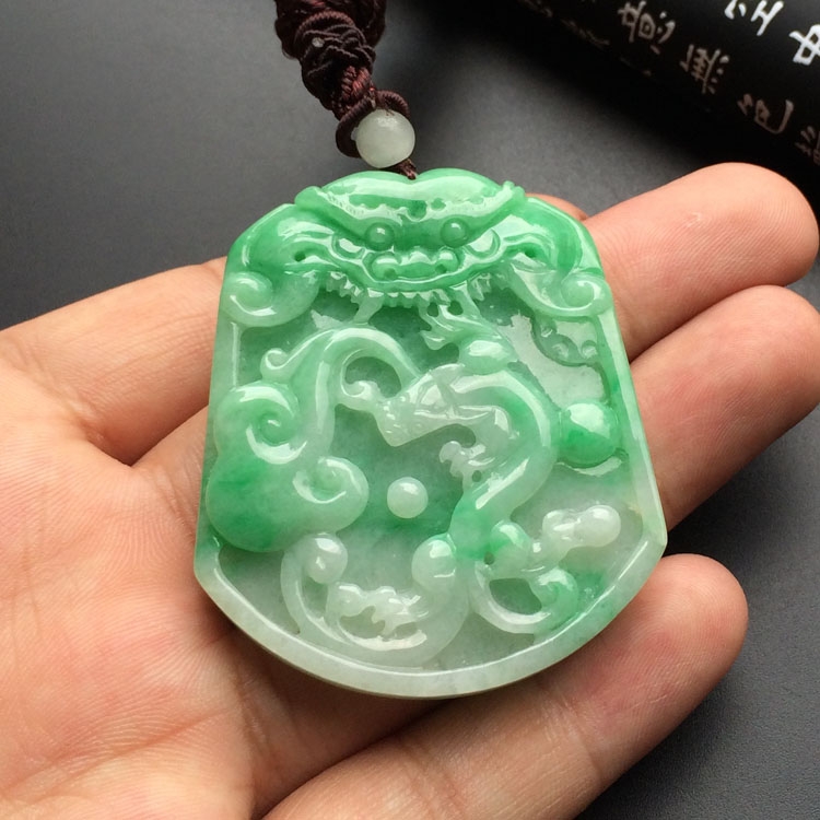 糯冰种翠色望子成龙挂件