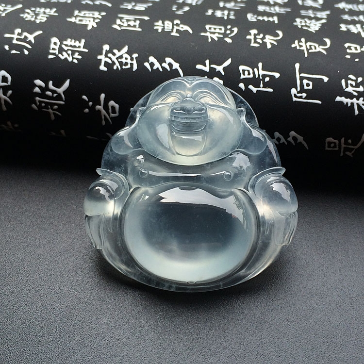(超值推荐)冰玻种淡晴水玉佛挂件