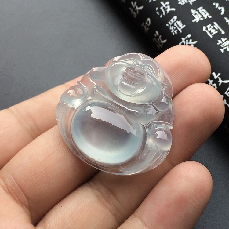 (超值推荐)冰玻种淡晴水玉佛挂件
