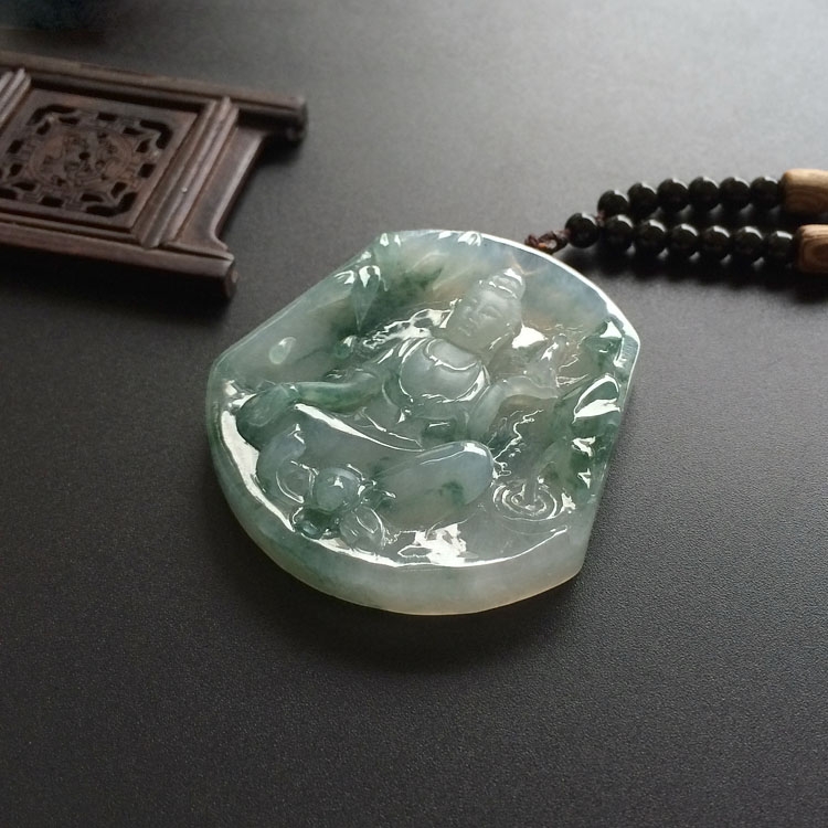 （超值推荐）糯冰种飘花净瓶观音挂件
