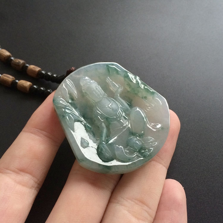 （超值推荐）糯冰种飘花净瓶观音挂件