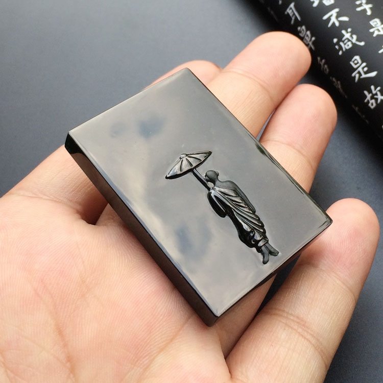 （超值推荐）冰玻种墨翠苦行僧挂件