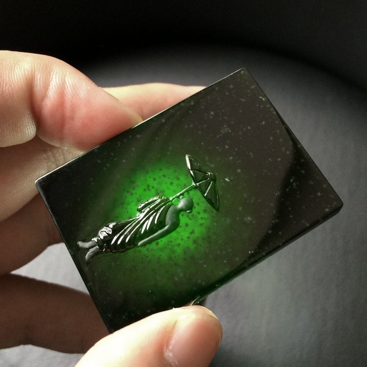 （超值推荐）冰玻种墨翠苦行僧挂件
