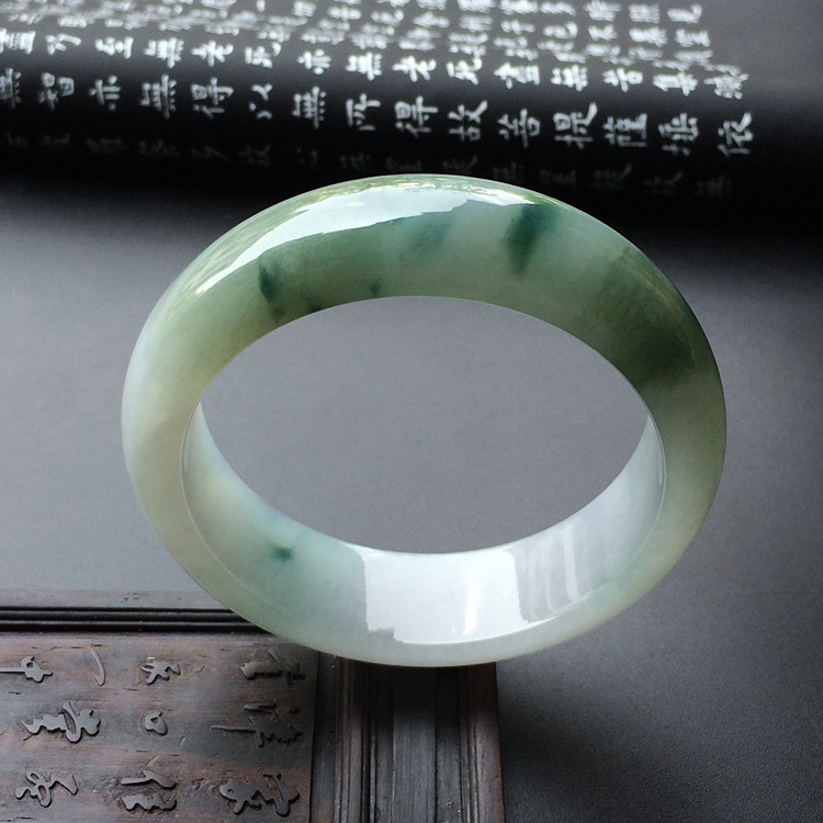 糯冰种飘花手镯(53.6mm)