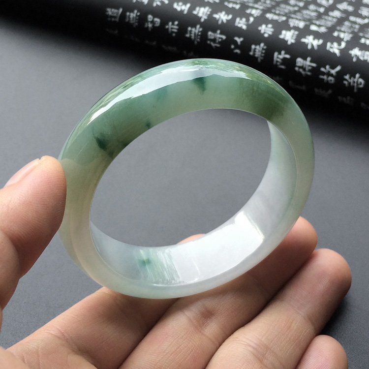糯冰种飘花手镯(53.6mm)