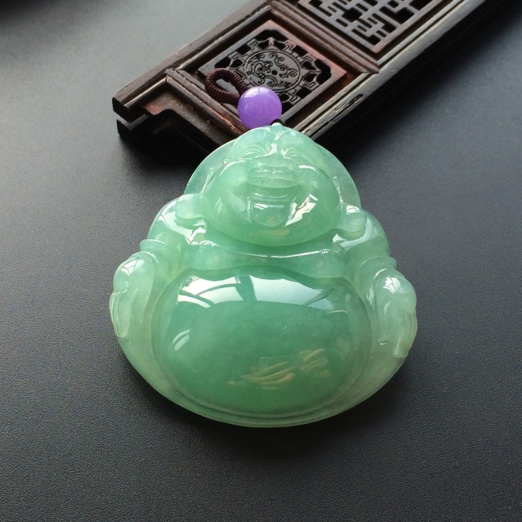 (超值推荐)糯冰种绿晴水玉佛挂件
