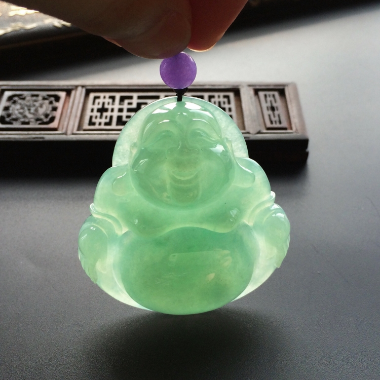 (超值推荐)糯冰种绿晴水玉佛挂件