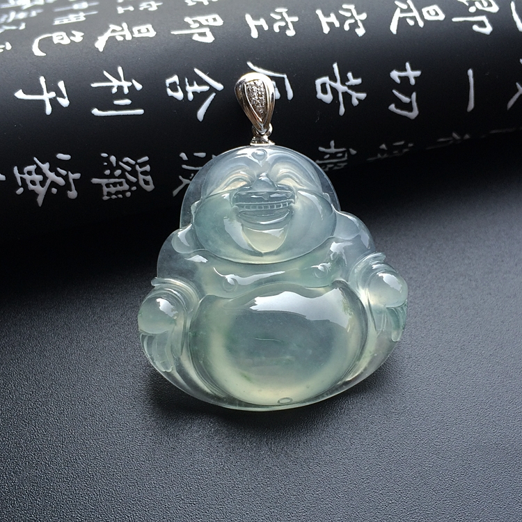 (超值推荐)冰种略飘花玉佛挂件