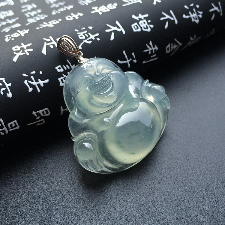 (超值推荐)冰种略飘花玉佛挂件