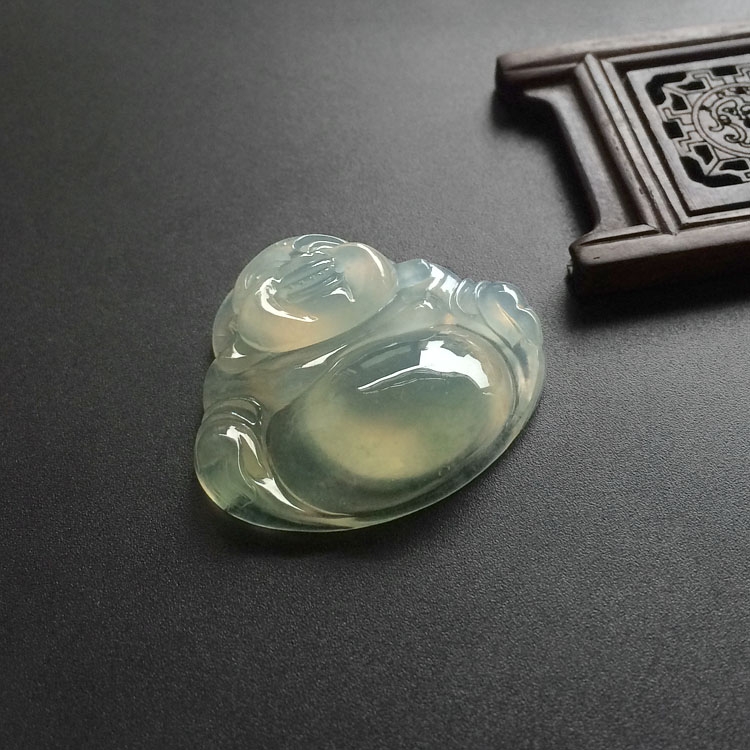 （超值推荐）冰种晴水略飘花玉佛挂件
