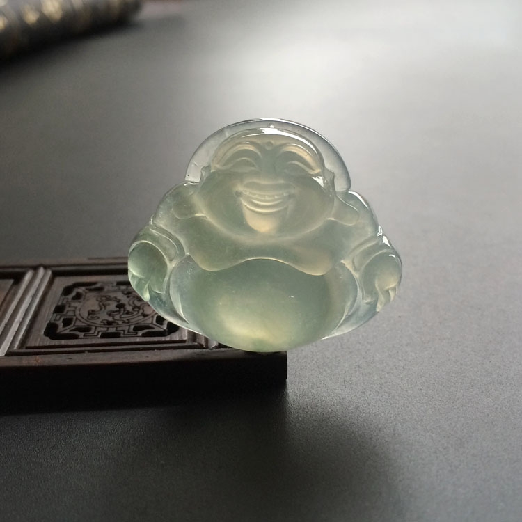 （超值推荐）冰种晴水略飘花玉佛挂件