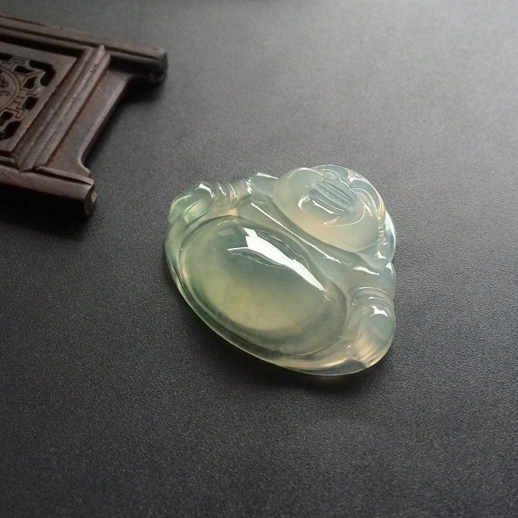（超值推荐）冰种晴水略飘花玉佛挂件