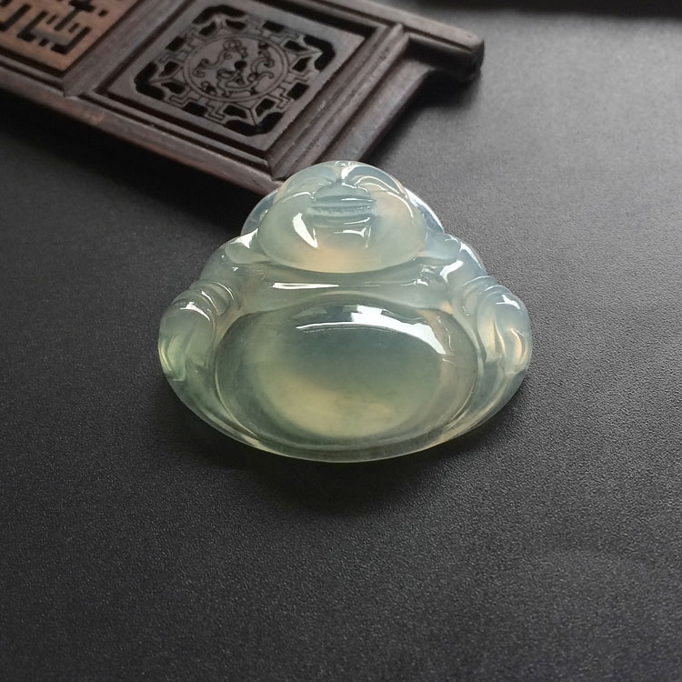 （超值推荐）冰种晴水略飘花玉佛挂件
