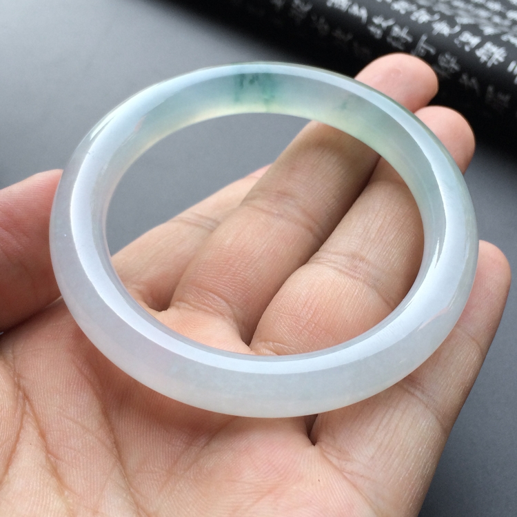(超值推荐)冰种飘花圆条手镯(53.3mm)