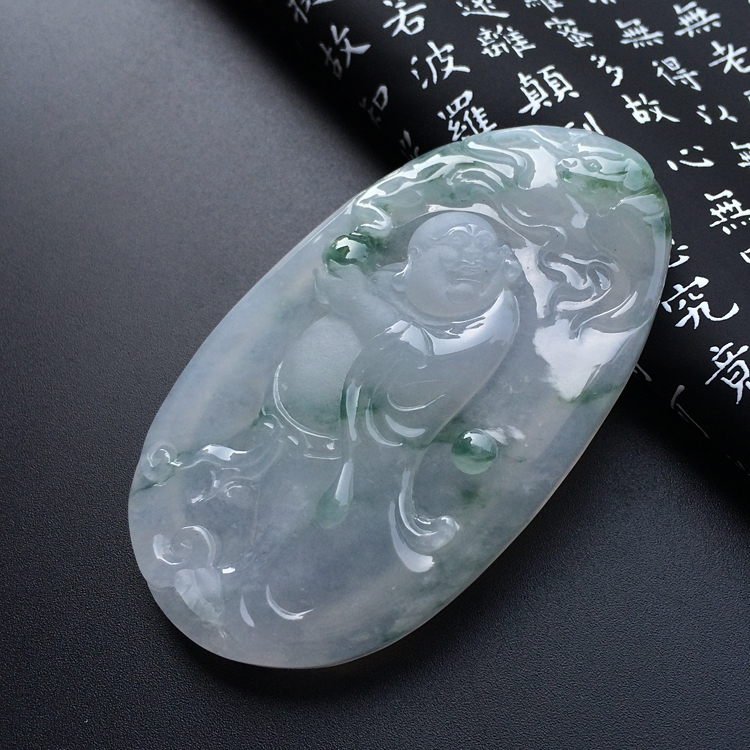 冰种飘花纳福挂件