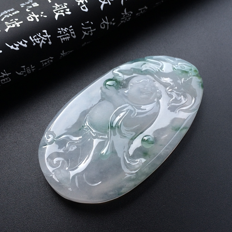 冰种飘花纳福挂件