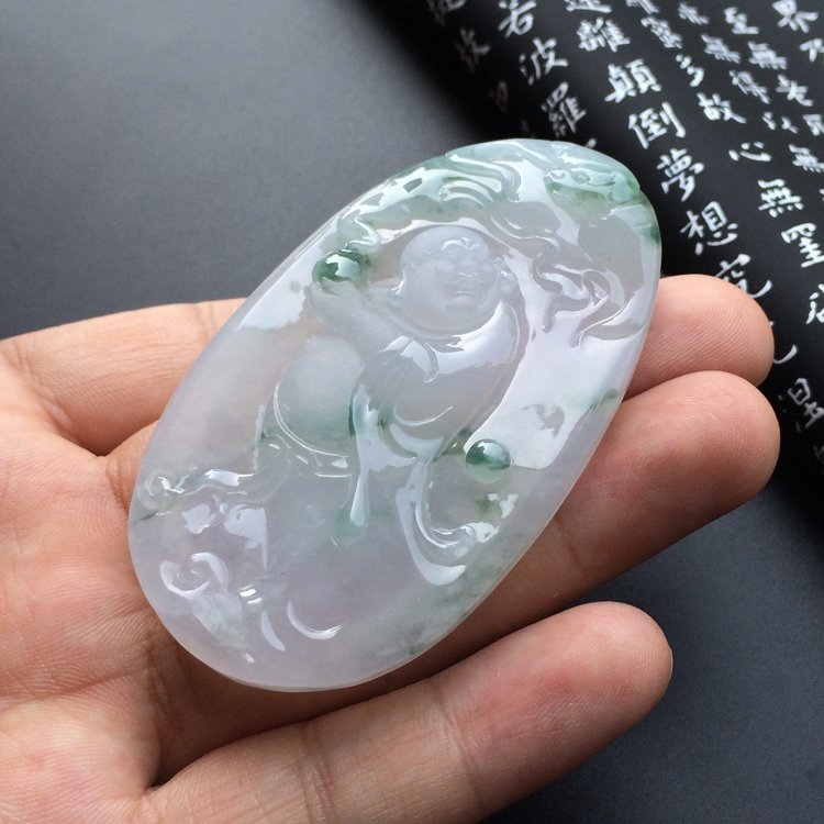 冰种飘花纳福挂件