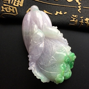 糯冰种春带彩白菜挂件